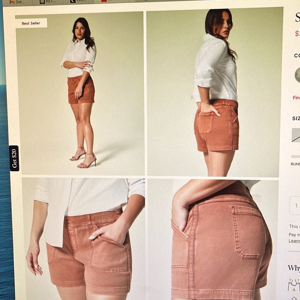 Spanx Stretch Twill Short 4” in Bronze Glow sz L